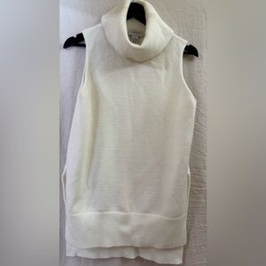 Carmen Marc Valvo Turtleneck Pullover Sweater Off White Sleeveless Medium